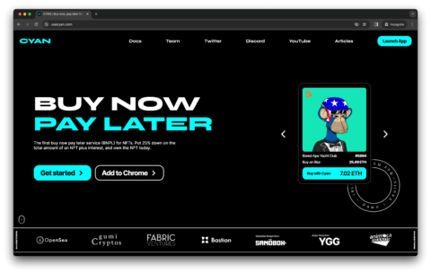 Cyan Sets Industry Standard with True “Buy Now” NFT Financing Experience 